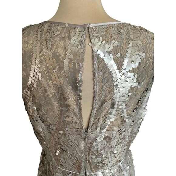 Adrianna Papell Lace & Sequined Sleeveless Sheath Dress Sz 14 Cocktail Prom Glam - Picture 6 of 9